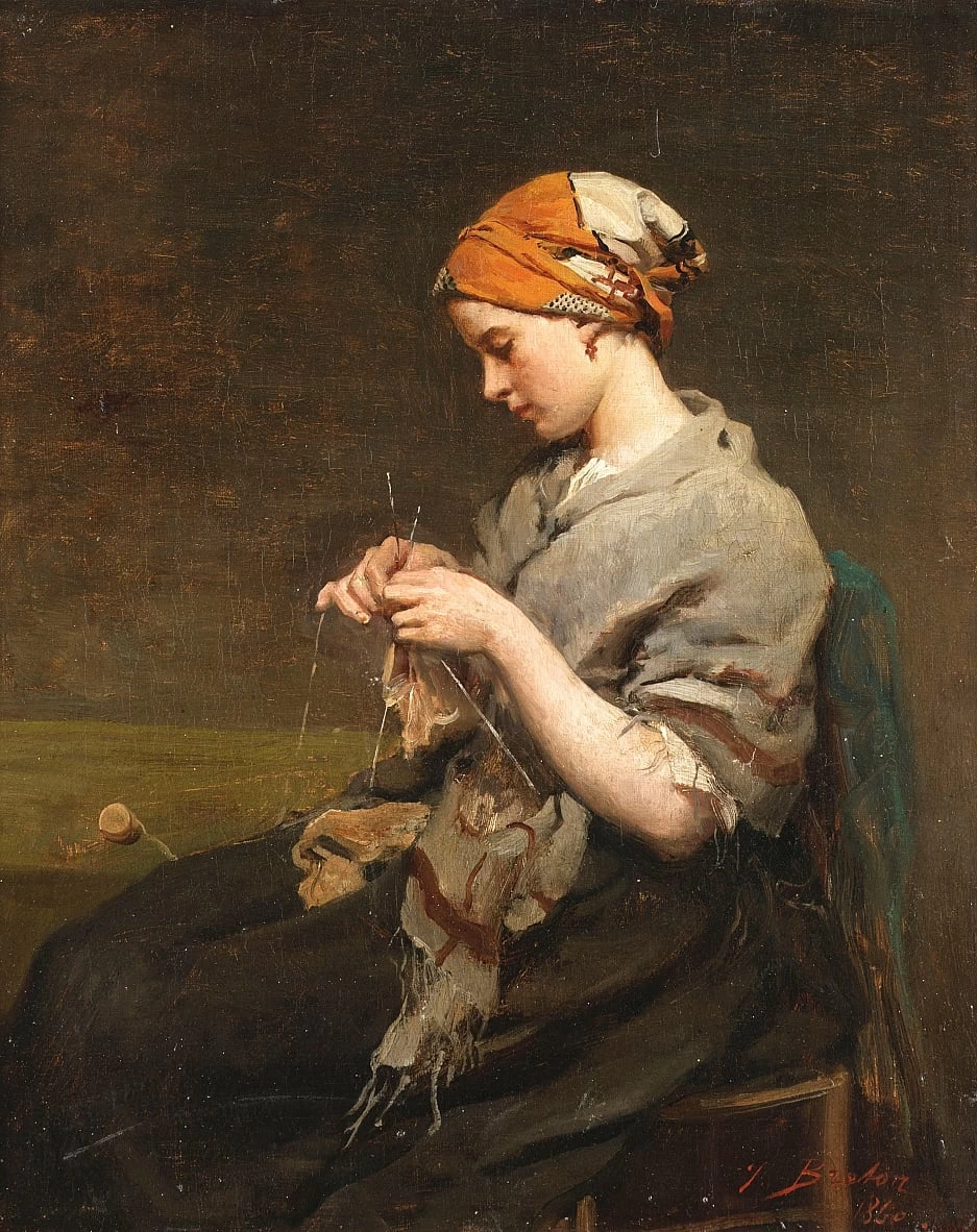 Giovane ragazza che fa la maglia, 1860